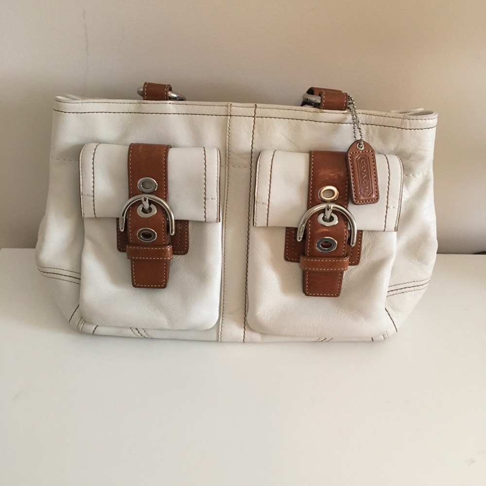 White/Tan Coach purse